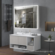 Mirrored bathroom cabinet with LED lights